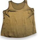 Eileen Fisher Stretch 100% Silk Charmeuse Round Tank Top Plus Size 2X Copper