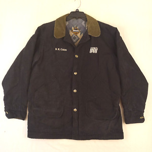Nemesis Sportswear Vintage Mens Barn Jacket Large Button Up Black Blanket Lined