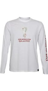 FIFA WORLD CUP QATAR 2022 men t-shirt long sleeve cotton white Size Small
