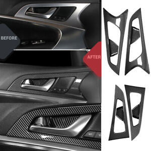4x Carbon Fiber ABS Inner Door Handle Bowl Cover Trim For Genesis G70 2019-2023 (For: Genesis G70)