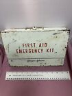 Vintage Johnson & Johnson First Aid Kit White Metal Box Boy Scouts Empty