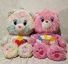 2005 Jumbo Care Bears Hopeful Heart Bear & True Heart Bear Plush Stuffies XL-25”
