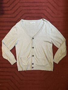 Criquet Cardigan Golf Button Up Sweater Shirt Gray M L Cotton Cashmere Texas