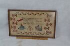 antique sampler framed counted cross stitch signed dated christian poem 1844