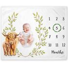Highland Cow Milestone Blanket, Highland Cow Baby Growth Chart Monthly Blanke...