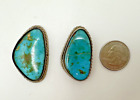 Pair of Large Natural Royston Turquoise Cabachons in Settings 8 Oz.