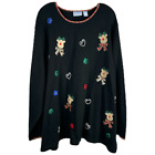 Liz and Me Catherines Plus Size 5X Sweater 34W 36W Christmas Reindeer Black 813