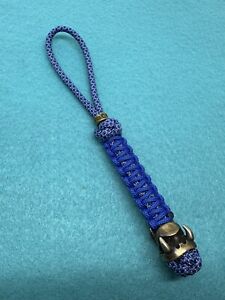 550 Paracord Combo Knife Lanyard Purple Diamonds  And Blue With Beast Bead