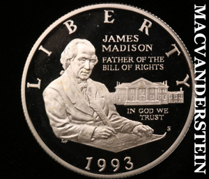 1993-S James Madison Commemorative Silver Half Dollar - Gem Proof Lustrous #V766