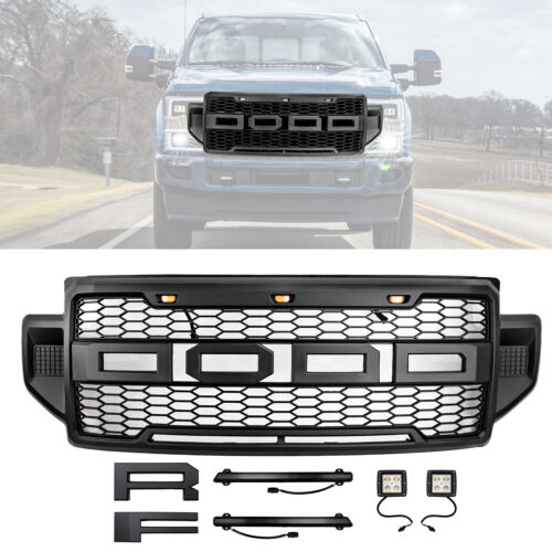 Black Front Upper Bumper Grille For Ford F-250 F-350 Super Duty 2020 2021 2022 (For: 2022 F-250 Super Duty)