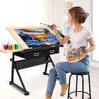 Adjustable Drafting Drawing Table Craft Tiltable Tabletop with Stool Cozy Stool