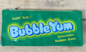 Vintage Super Yum Bubble Yum Spearment Gum Green Vinyl Pencil Pouch w/ Zipper