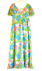 VTG 1960's Sears Hawaiian Fashions Floral Maxi Dress Sm-Md Empire Waist Ruffle