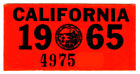AUTHENTIC 1965 65 California License Plate Year Sticker TAG TAB DECAL DMV YOM