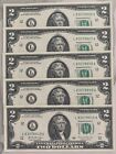 Lot of 5 Uncirculated Sequential Two Dollar Bills Consecutive Serial # CRISP $2