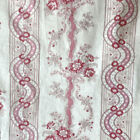 Antique French curtain 1910 Floral pink stripe stylized textile