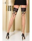 Stockings Stay Ups Seam ST109 Beige With Garters