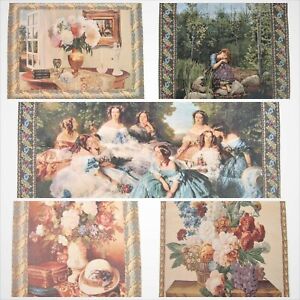 Elegant Rococo Floral Vintage Rustic Garden Scenery Tapestry Wall Hanging Woven