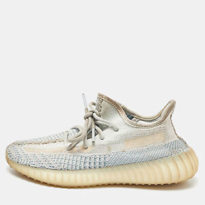 Yeezy x Adidas White/Green Knit Fabric Boost 350 V2 Cloud White Sneakers