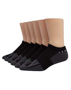 Hanes Men's No Show Socks 6-Pack X-Temp Performance Cushioning Black White 6-12