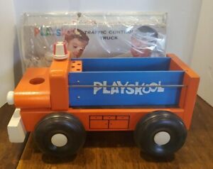 Vintage 1960s Playskool Large Wood Truck Toy Traffic Control Safety 14x8x8 READ