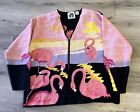 Vintage Storybook Knits Size 1X Pink Flamingo Sunset Cardigan Sweater Network