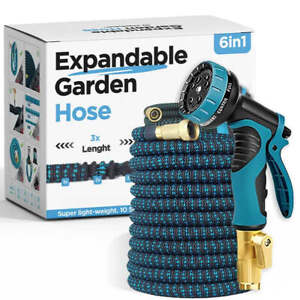 100FT Expandable Expanding Flexible Outdoor Garden Water Hose w Spray Nozzle US