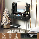 Makeup Vanity Table Set with Mirror +Charging Station +Stool Dressing Table Desk