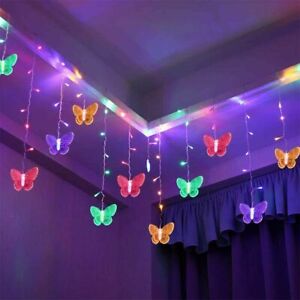 96 LED Butterfly String Fairy Lights Curtain Window Waterproof Christmas Decor
