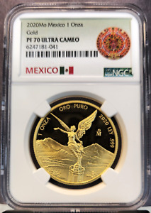 2020 MEXICO 1 ONZA GOLD LIBERTAD NGC PF 70 ULTRA CAMEO ONLY 250 MINTED RARE