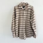 Woolrich Flannel Shirt Mens Size L British Tan Brown Plaid Long Sleeve Button Up