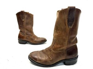 Vtg BROWN MADE IN USA DISTRESSED ENGINEER MOTOCYCLE OIL BOOTS SIZE 8 Cowboy