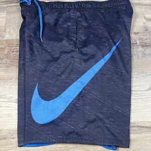 Nike Swim Trunks Shorts Mens Small Blue Pockets Swoosh Logo ￼9” Inseam
