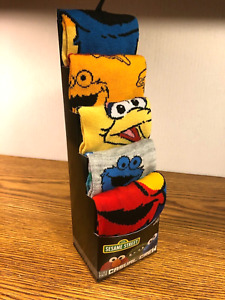 SESAME STREET 5 Pair Crew SOCKS Big Bird  Elmo Cookie Monster Oscar MENS NEW