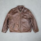 Wilsons Brown Leather Jacket Mens XL Classic 90s Zip Insulated