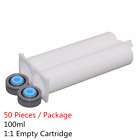 50pcs 100ml Empty Adhesive Cartridges 1:1 Epoxy AB Glue Tube and Sealing Pistons