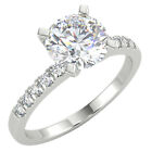 1.62 Ct Round Cut VS1/D Solitaire Pave Diamond Engagement Ring 14K White Gold