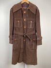 Vintage 70s Martin Bernard Brown Corduroy Long Coat Jacket Belted Mens Size 42