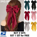 2PCS Women Large Bow Ribbon Barrettes Hairpin Satin Hair Clip Hair Accessories