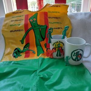 Gumby &Pokey Friends Forever 1983 Art Clokey, bendables vintage costume, two mug