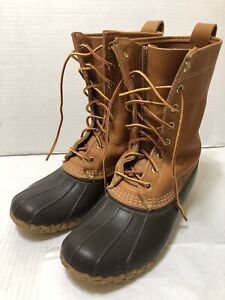 LL BEAN Women's Brown Leather Lace Up - DUCK BOOTS - Size 8 M