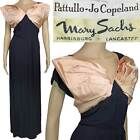 40s Vintage Gown Dress Pattullo Jo Copeland / Mary Sachs Dark Blue Peche 8/10 M
