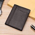 brown Minimalist Leather Slim Wallet Bifold Credit Card Holder with ID Windows