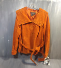NWT Terry Lewis Classic Luxuries Womens 2X Orange Suede Leather Belted Jacket