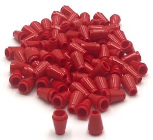 Lego 100 New Red Cone 1 x 1 Stud Top Groove Pieces