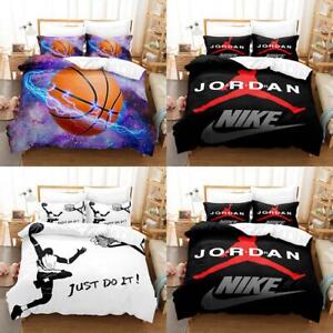 Air Jordan Nike Logo Print Black Quilt Duvet Cover Set Bedding Bedroom Decor