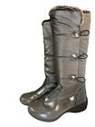 Khombu Winter Boots Women 9.5 M Waterproof pewter gray Faux Fur Quilted Flurry