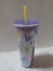 New ListingStarbucks Lavender Floral Honeycomb Venti Tumbler Travel To Go Cold Cup 24oz
