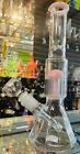 New Listing12” inch PINK Glass Water Pipe Bong Honeycomb + Ice Catcher Diamond Base + Bowl