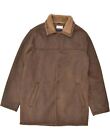 VINTAGE Mens Overcoat UK 42 XL Brown Polyester DQ19